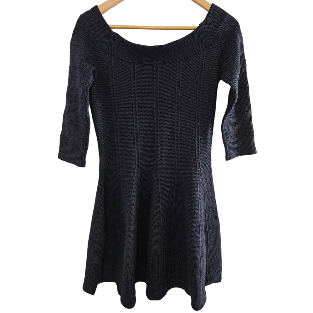 Eliza J Women's Textured Fit & Flare Sweater Boat Neck Mini Dress